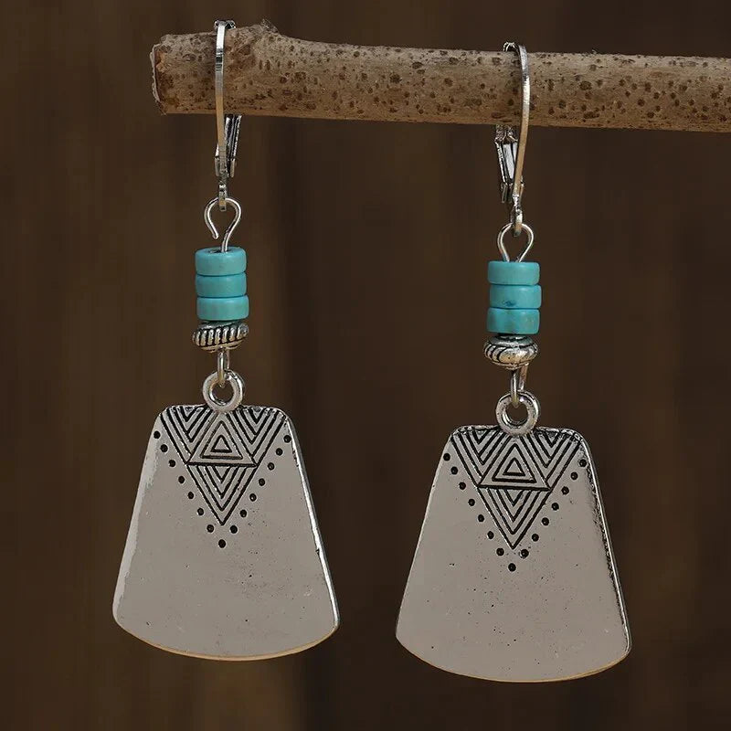 Brincos com Pedra Turquesa Artesanal