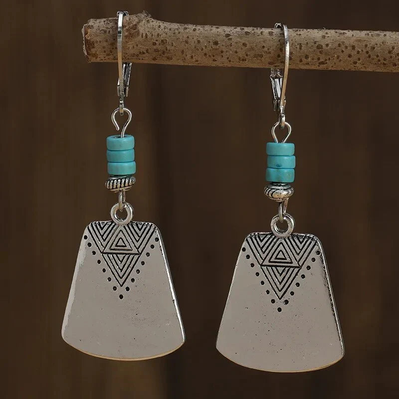 Brincos com Pedra Turquesa Artesanal