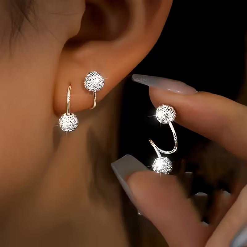 Conjunto de Brincos Leves de Luxo com Esferas Espirais e Strass