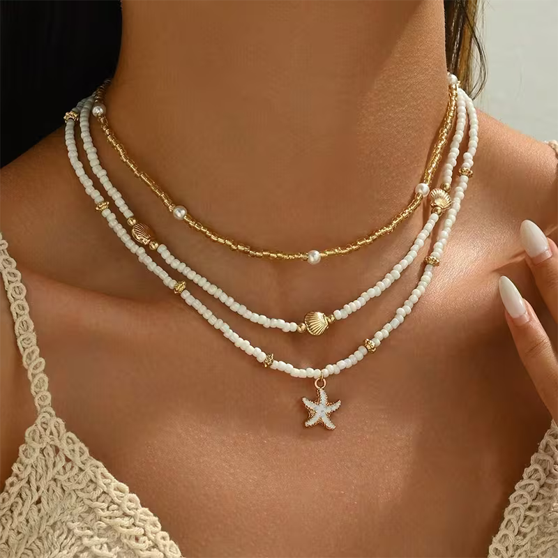 Conjunto de 3 colares de pescoço de tartaruga