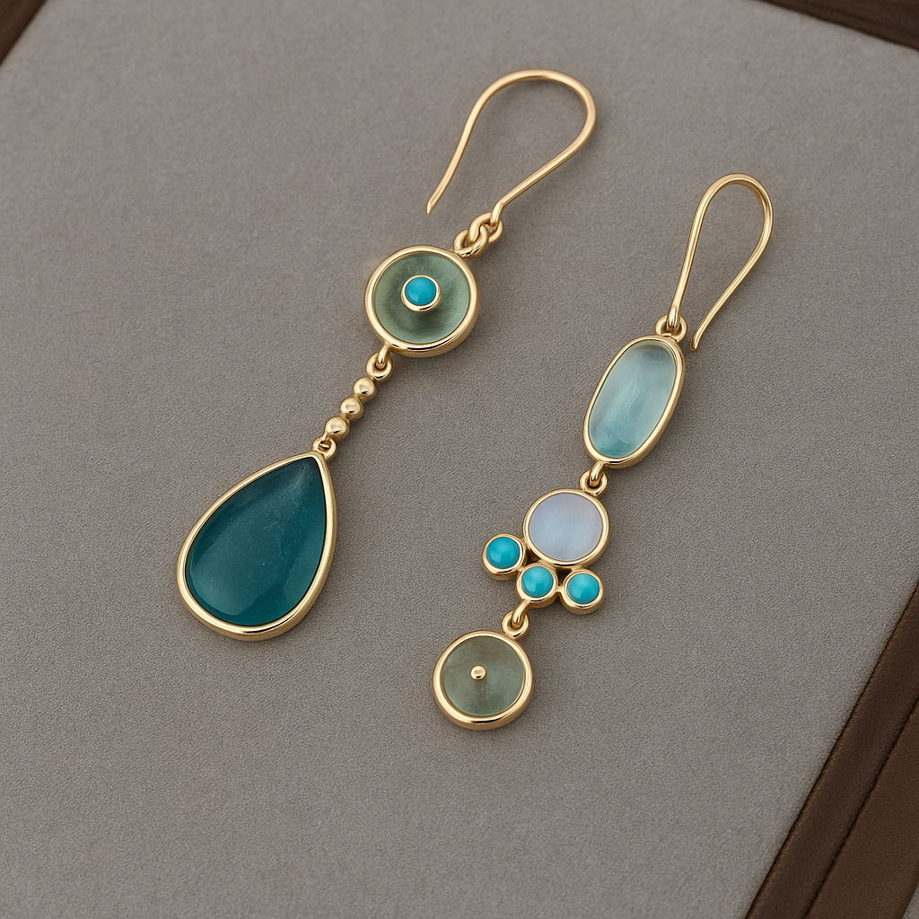 Calista | Brincos Pendentes com Pedras Azuis