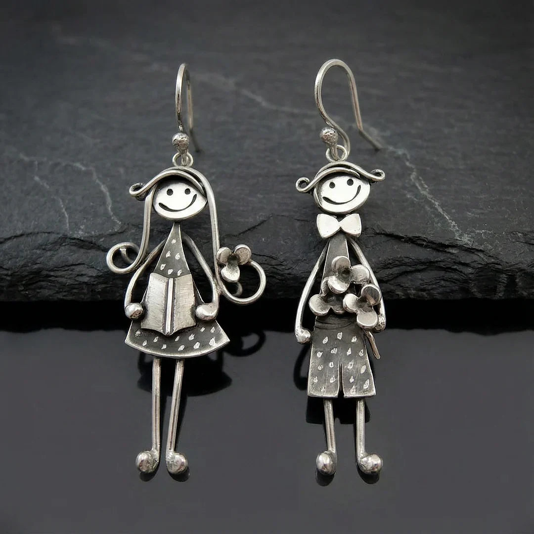 Brincos pendentes vintage menino e menina