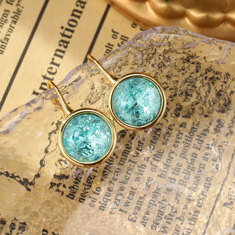 Brincos Vintage Ice Crack Jewel