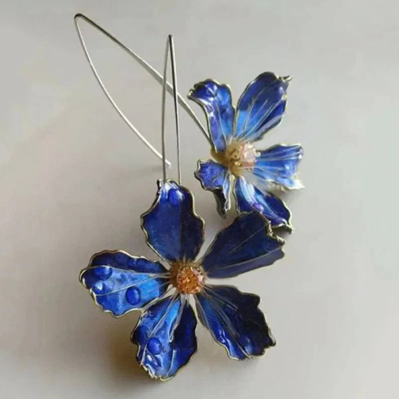Brincos de Flor Vintage Azuis
