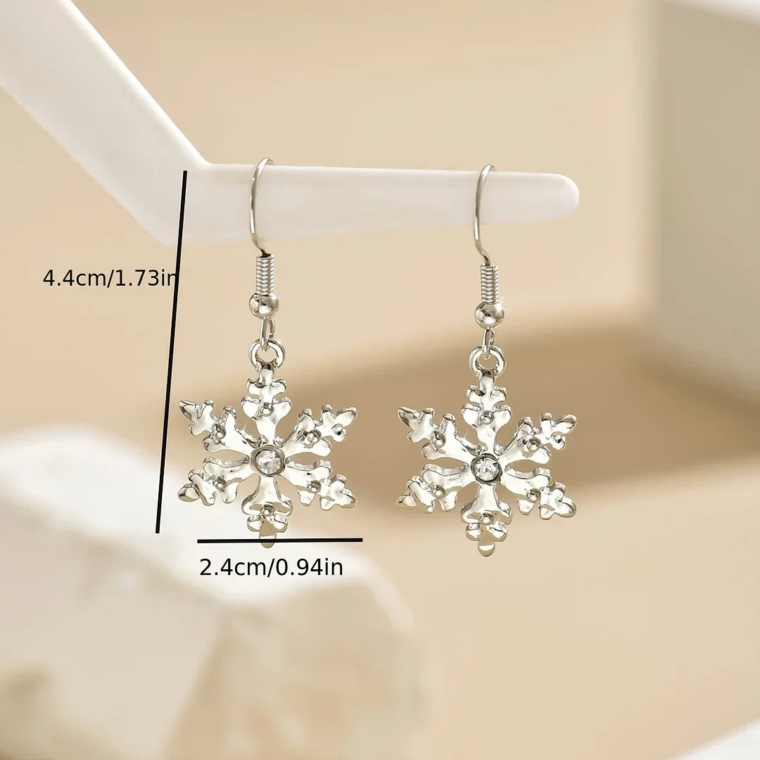 Brincos pendentes elegantes com flocos de neve natalinos