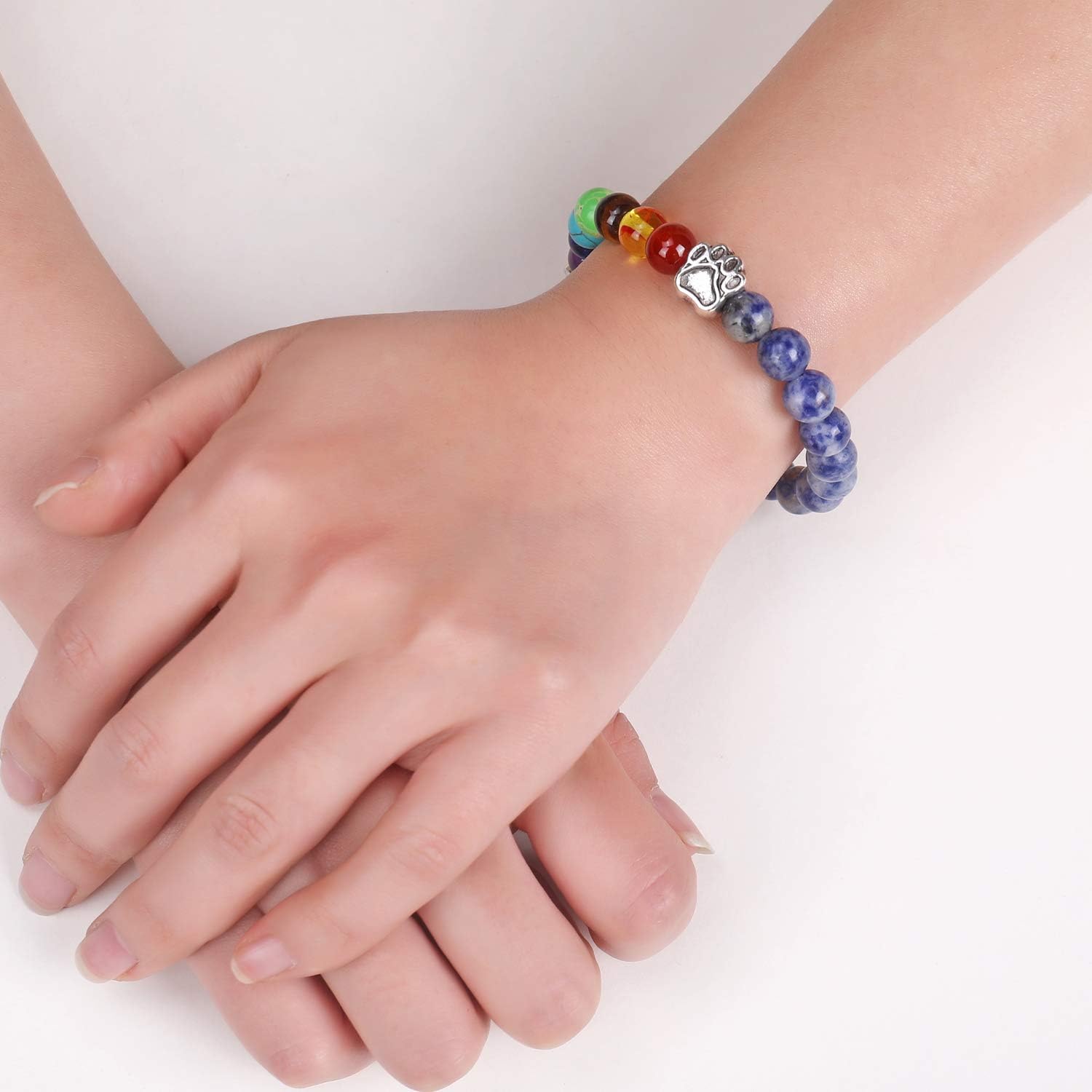 Pulseira Memorial Ponte do Arco-Íris – Presente com 7 Contas dos Chakras para a Perda de um Animal de Estimação