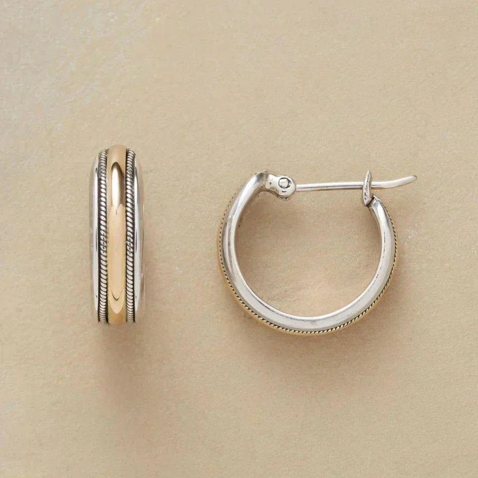 Brincos de Argola Vintage Linha Dourada em Prata