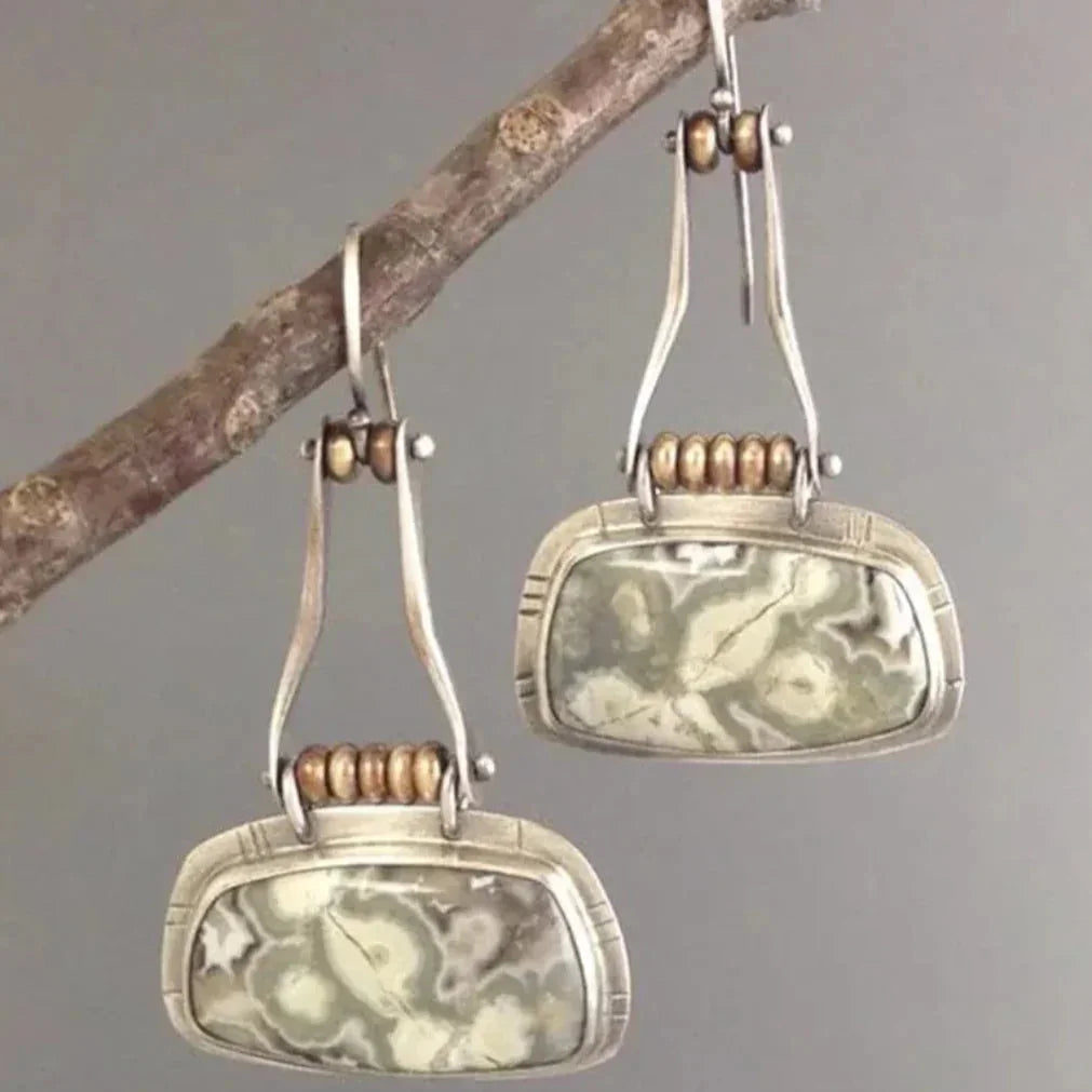 Brincos Vintage com Pedra Envelhecida