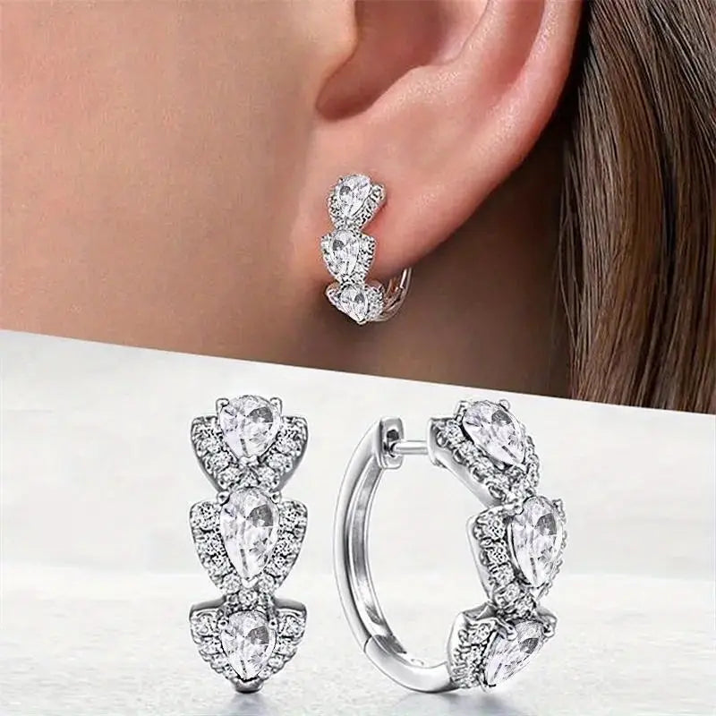 Brincos de Argola com Cristal Brilhante