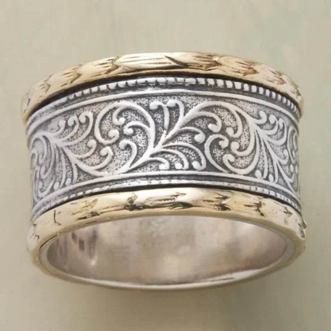 Anel Vintage Dourado e Prateado