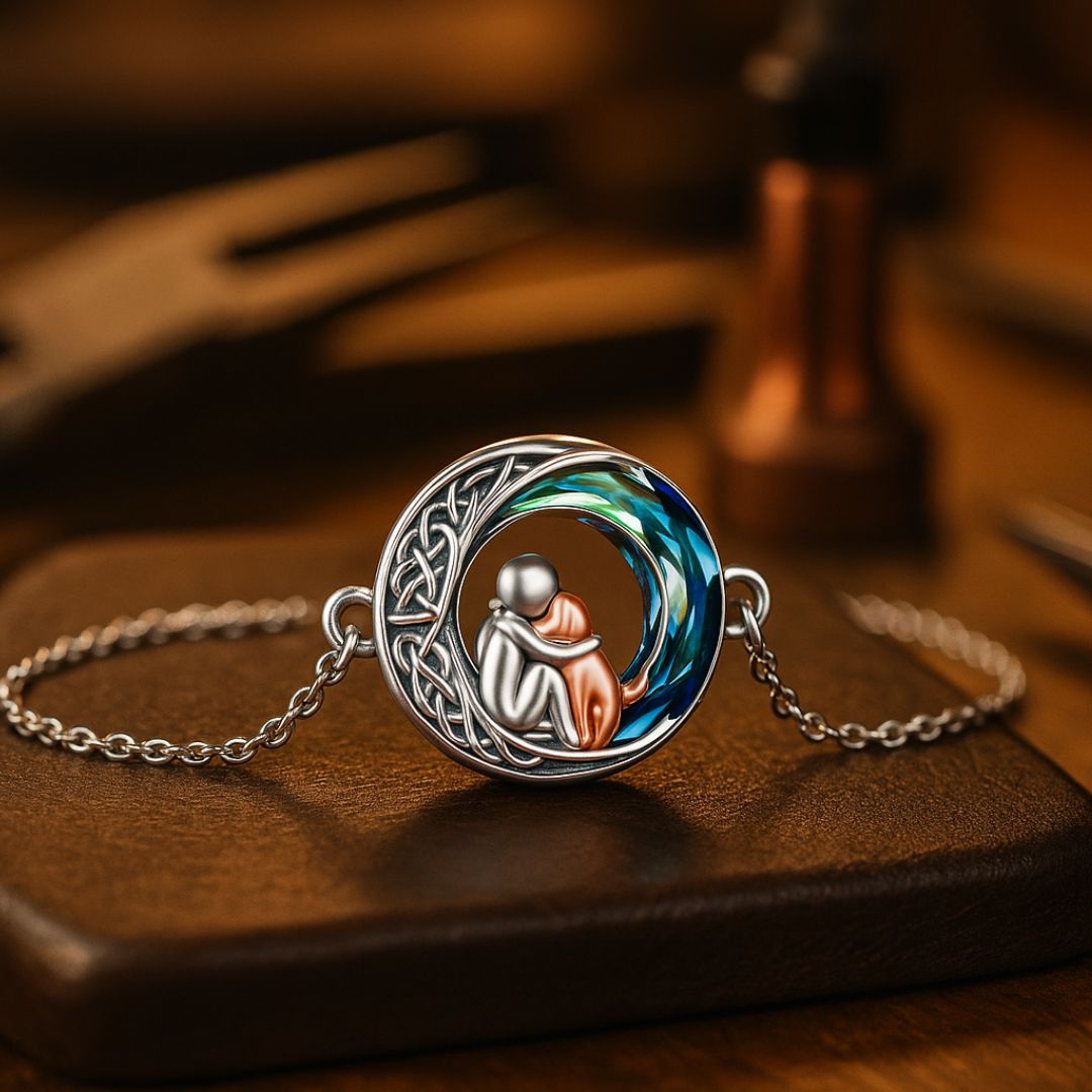 Pulseira Ajustável com Pingente de Cão em Prata de Lei