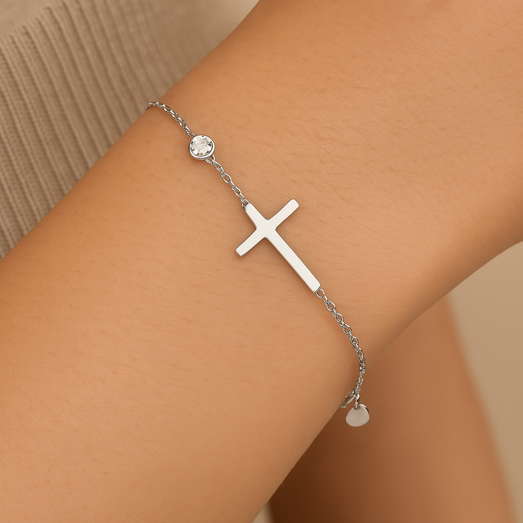 Pulseira Coração Prateada Fé