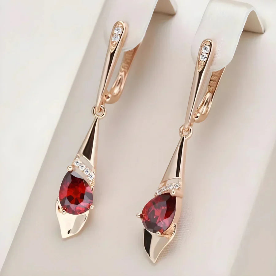 Brincos Elegantes com Cristal Vermelho