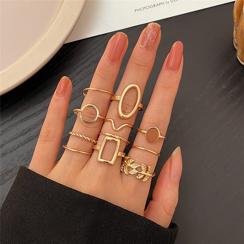 Conjunto de 11 anéis vintage em prata