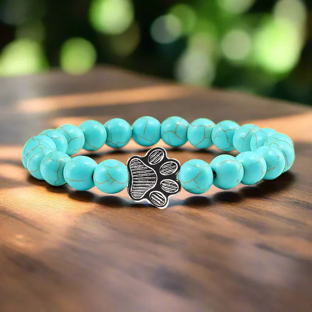 Pulseira com Contas em Forma de Pata – Design em Pedra Natural