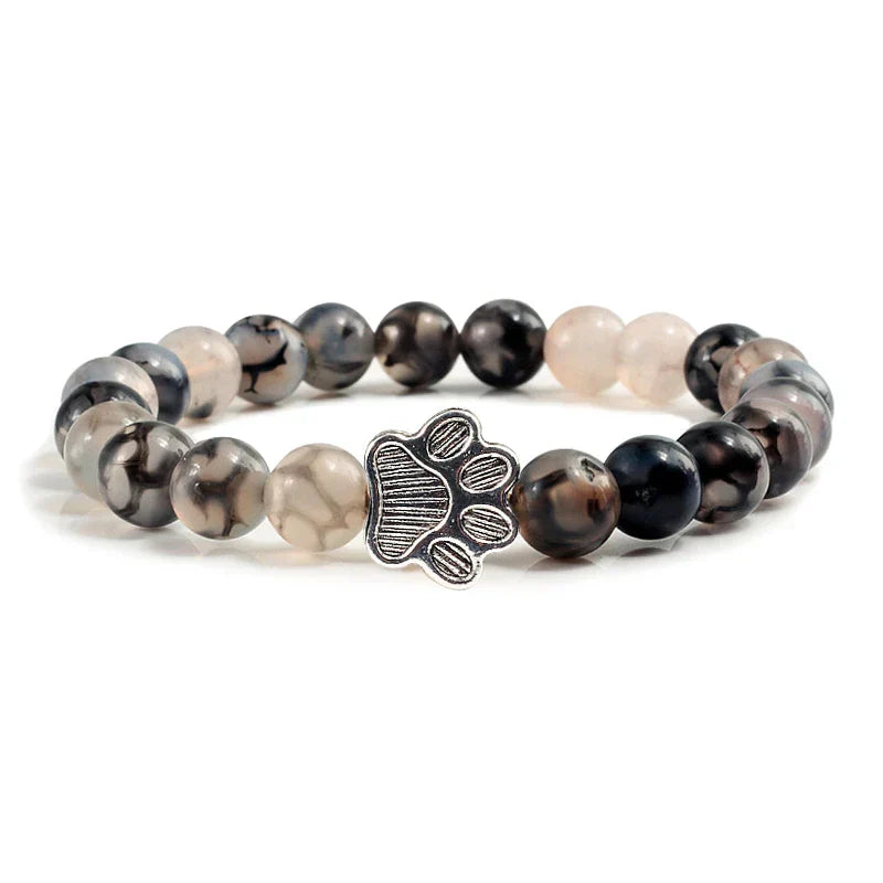 Pulseira com Contas em Forma de Pata – Design em Pedra Natural