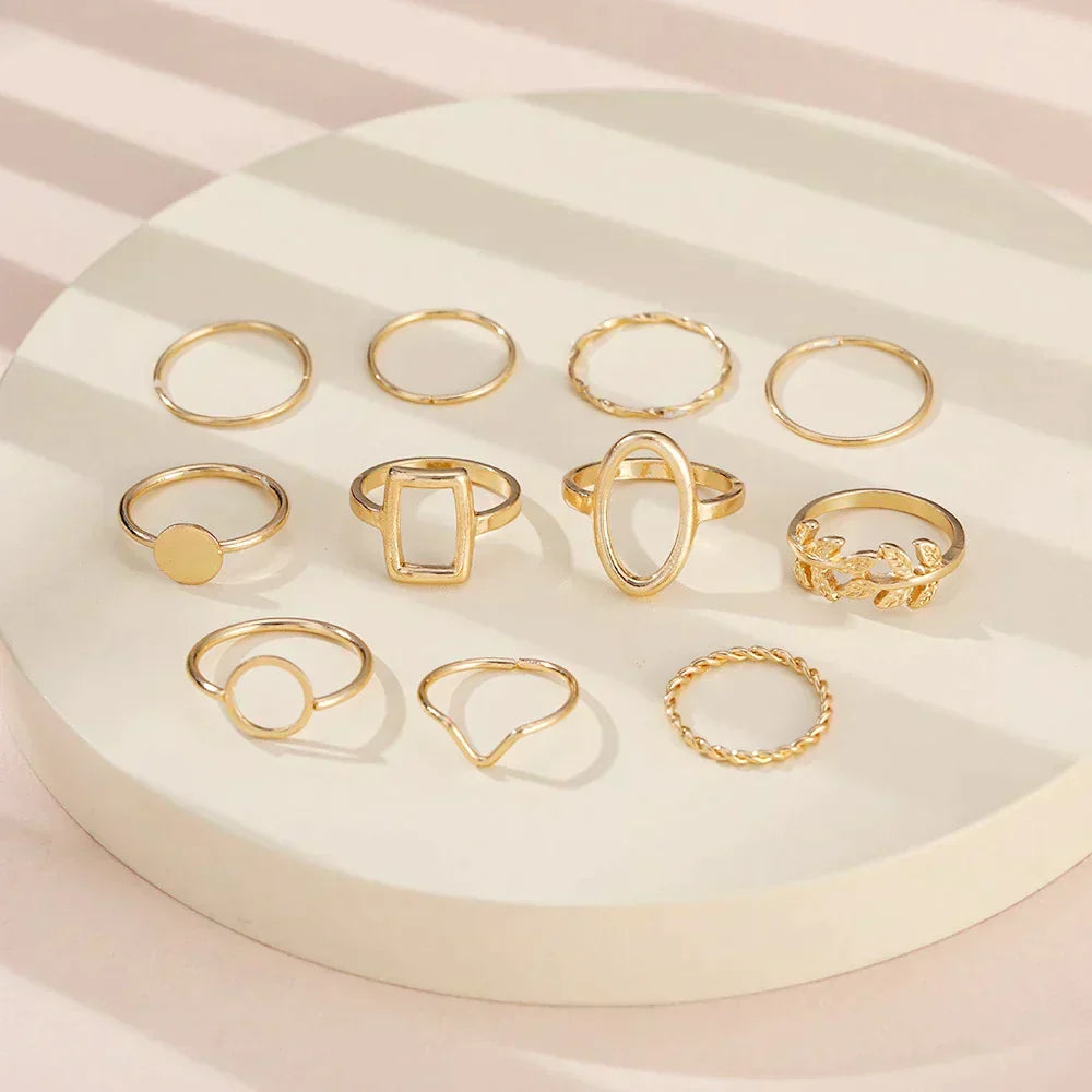 Conjunto de 11 anéis vintage em prata