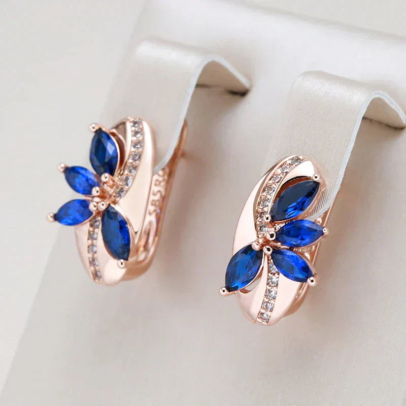 Brincos Elegantes em Cristal Azul