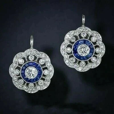 Brincos Mandala com Zircónia Azul