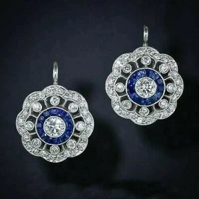 Brincos Mandala com Zircónia Azul