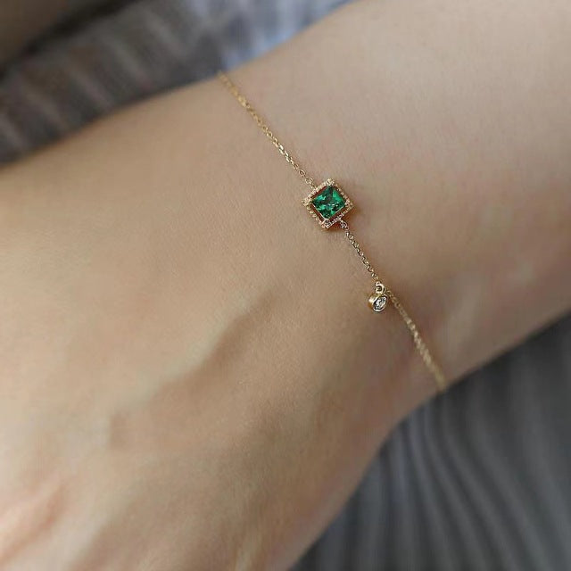 Pulseira em Ouro com Cristal Verde