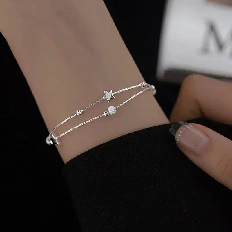 Pulseira de Prata com Estrelas