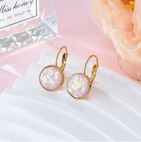 Brincos em Aço Inoxidável com Lantejoulas e Strass