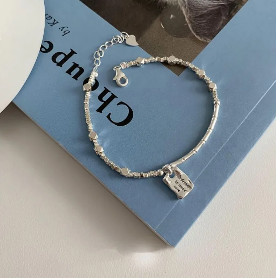 Pulseira quadrada Amor Prateado