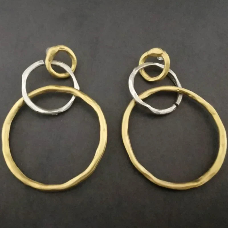 Brincos de Argola Vintage em Ouro e Prata
