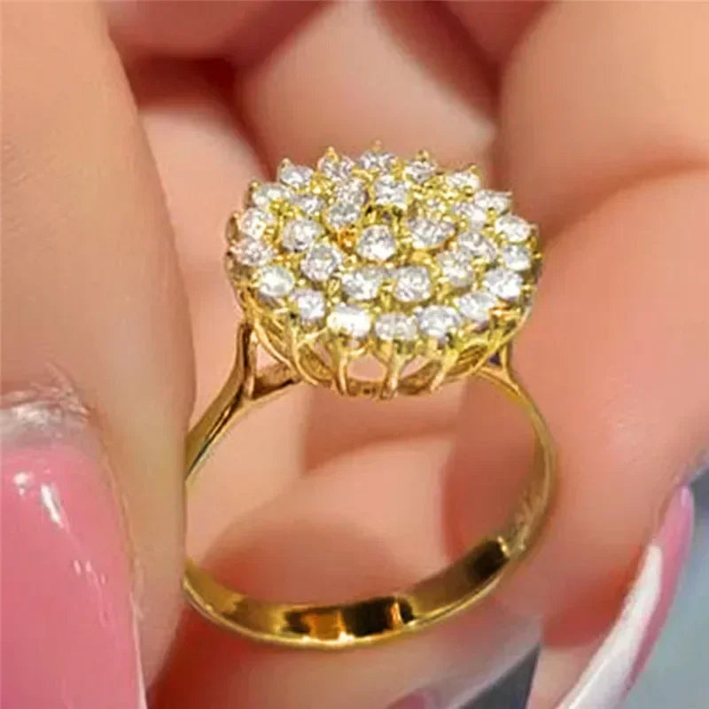 Anel Flor e Zircônia com Cristais