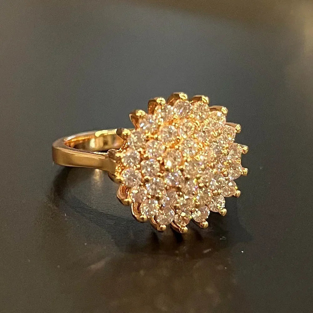 Anel Flor e Zircônia com Cristais