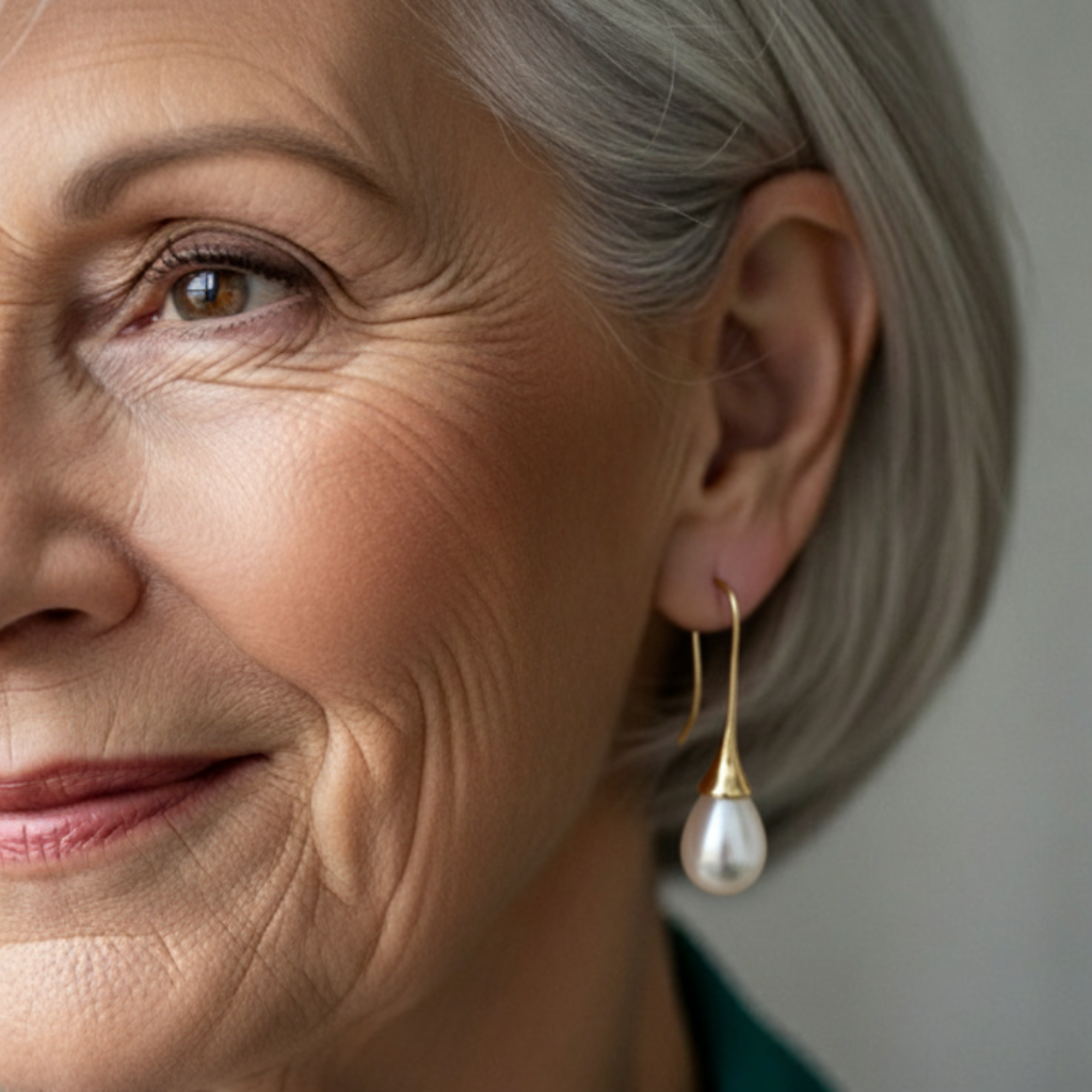 Brincos vintage com pérolas em forma de gota