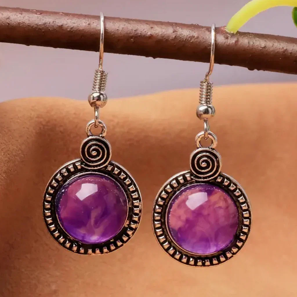 Brincos Vintage com Cristal Violeta