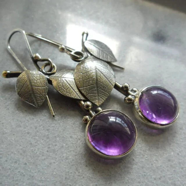 Brincos Vintage com Cristal Violeta