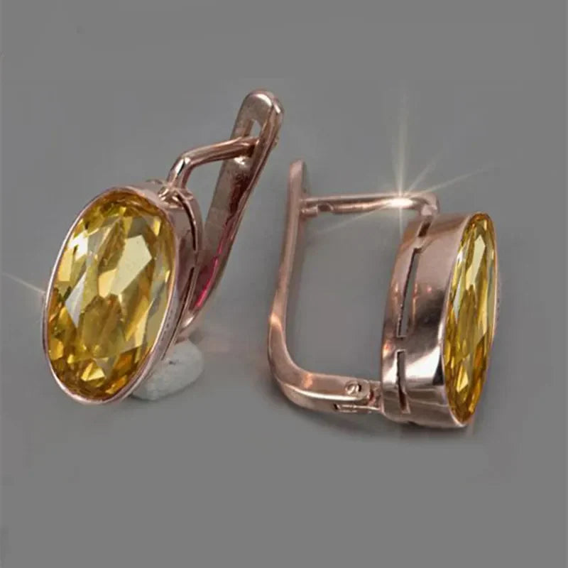 Brincos Vintage com Cristal Amarelo