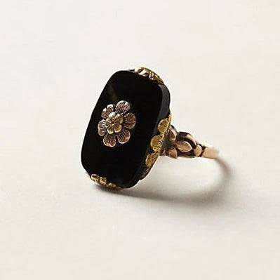 Anel Vintage com Pedra Preta