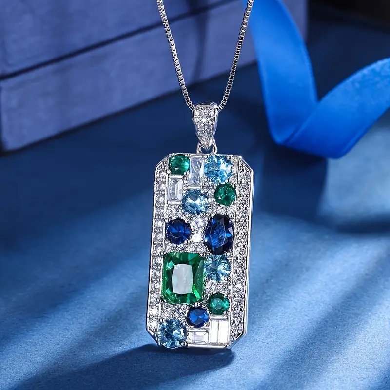 Colar Brilhante Azul e Verde