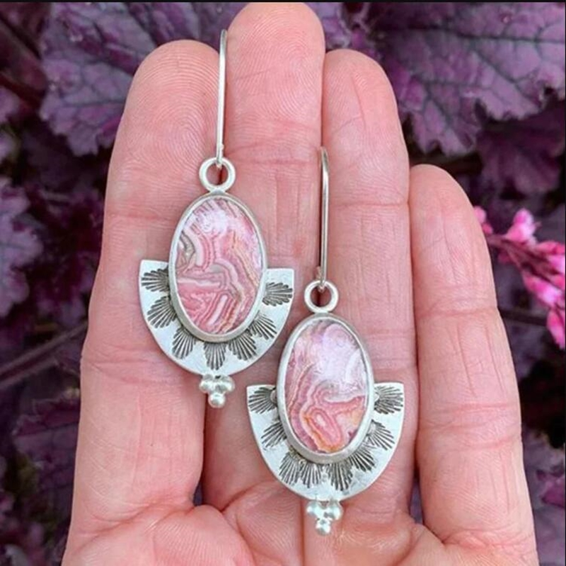 Brincos Vintage Rosa em Prata