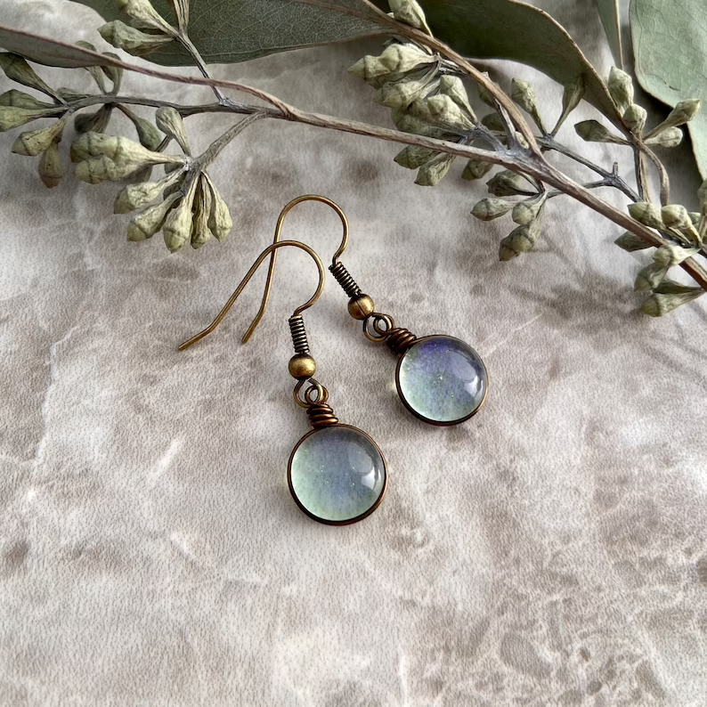 Brincos Pendentes em Cristal da Lua Vintage
