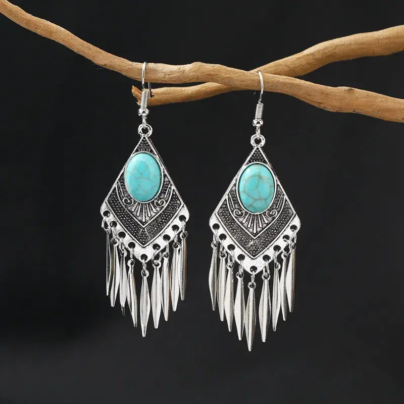 Brincos Pendentes Vintage de Turquesa