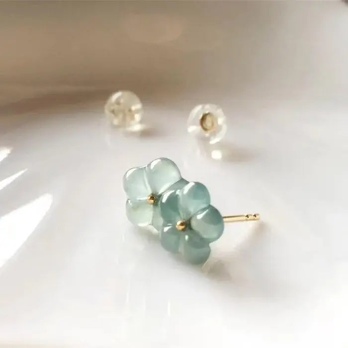 Brincos Vintage com Cristal Turquesa em Forma de Flor