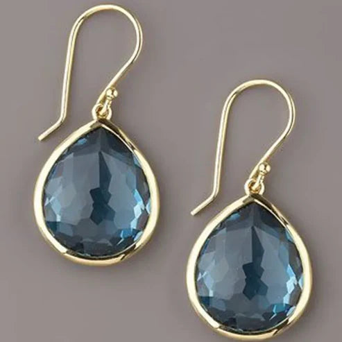 Brincos com Cristal Azul em Gota