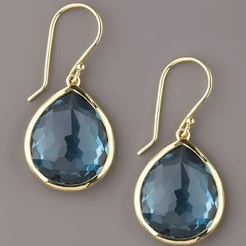 Brincos com Cristal Azul em Gota