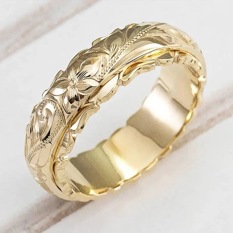Anel Vintage Dourado com Flor