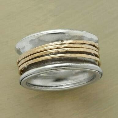 Anel Fio Dourado em Prata Vintage