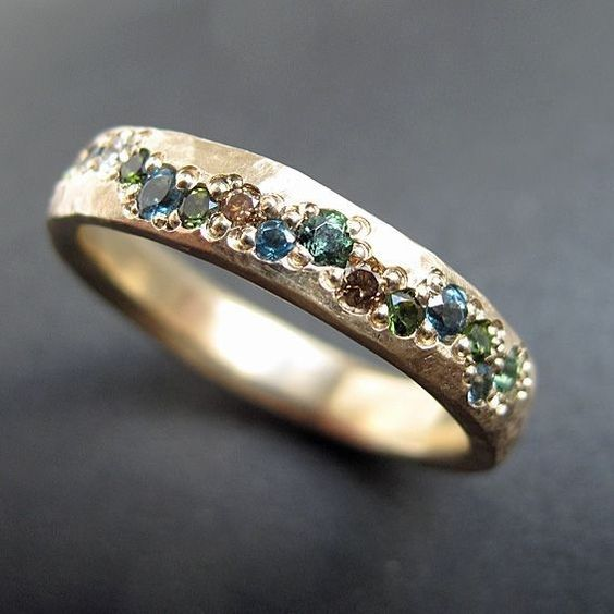 Anel colorido vintage dourado