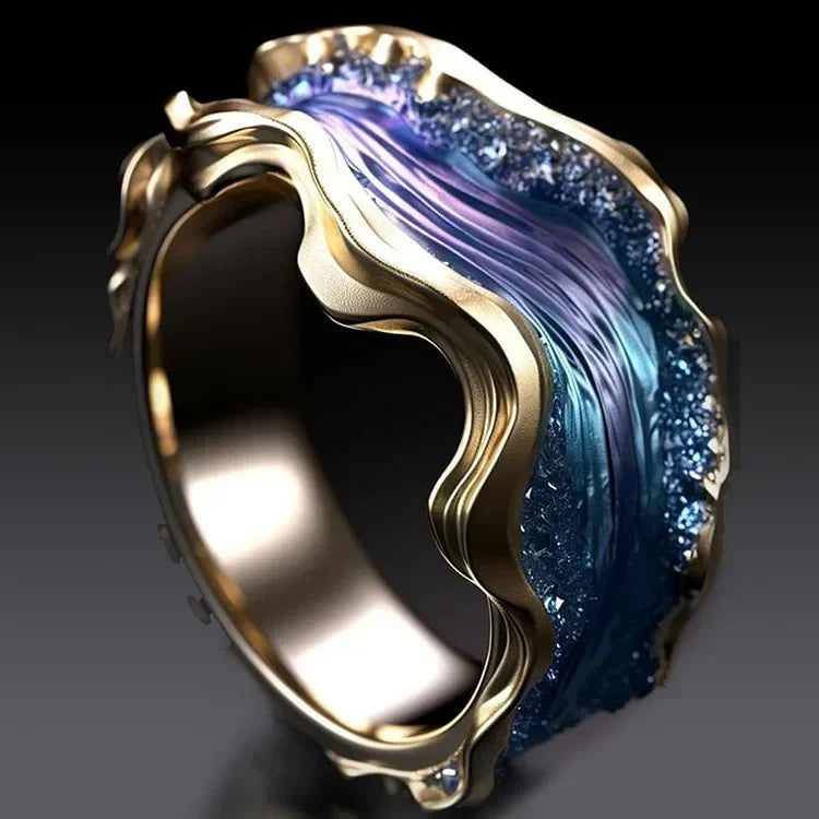 Anel Vintage Oceano Dourado