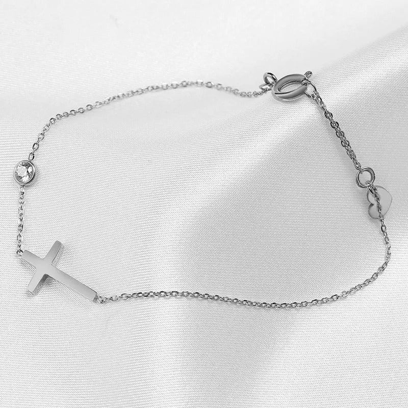 Pulseira Coração Prateada Fé
