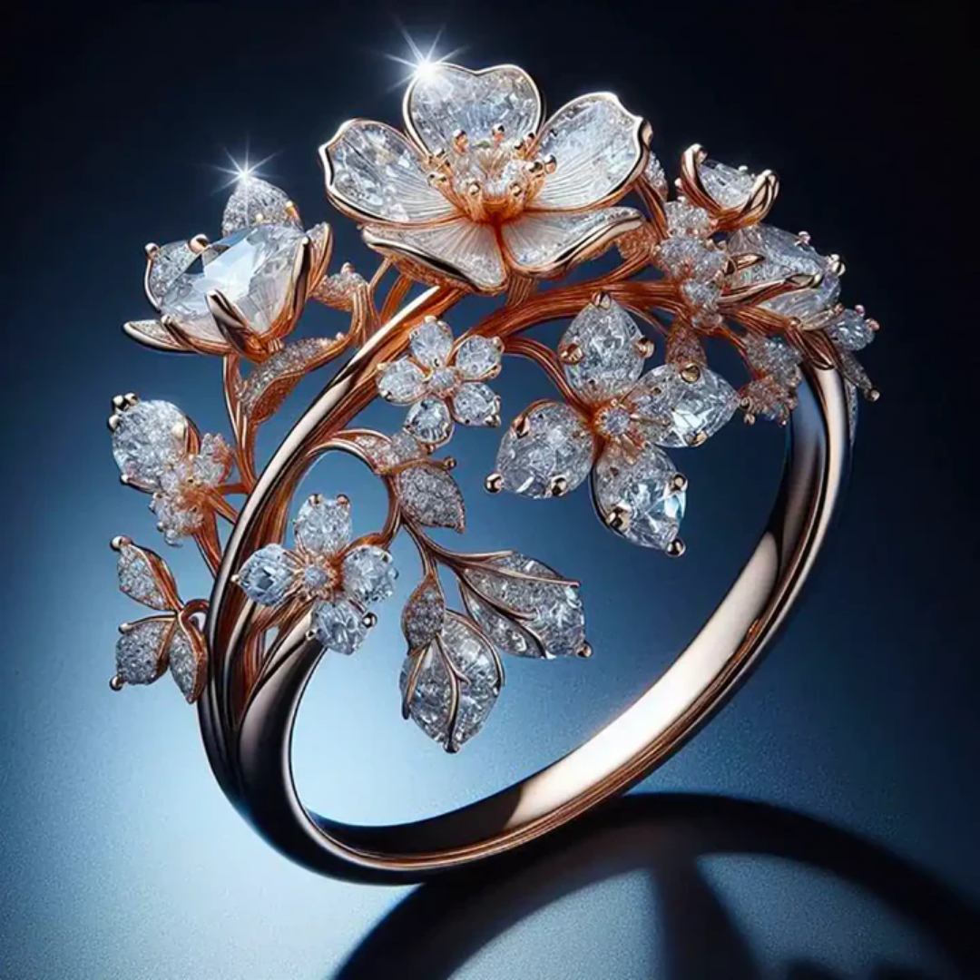 Anel Cristal Brilhante Flor