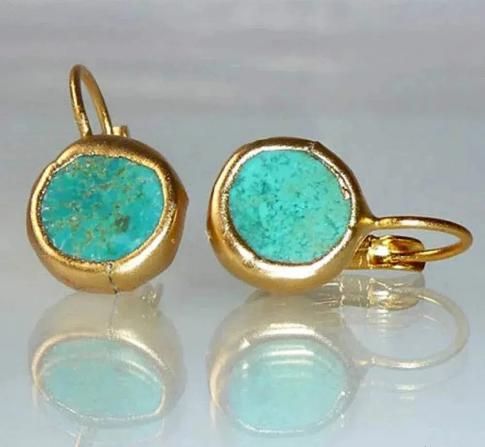 Brincos Vintage Turquesa em Ouro